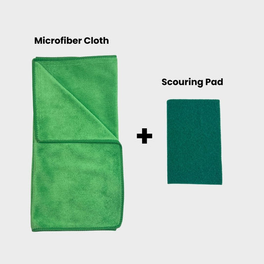 Microfiber Towel + Scrubbing Pad